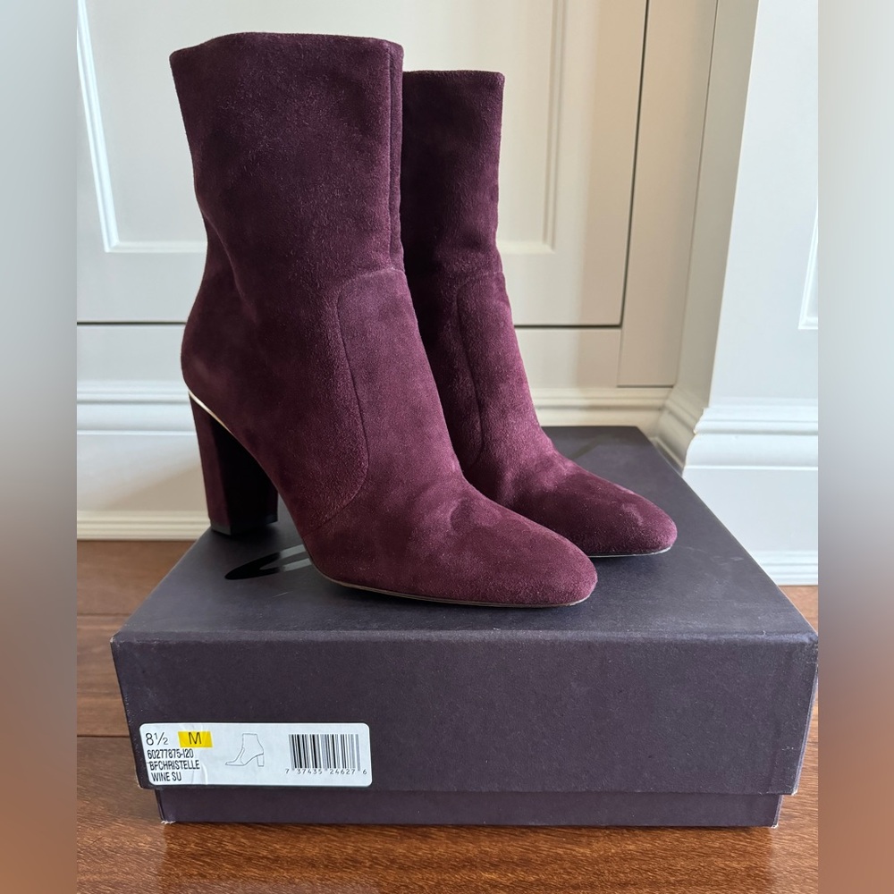 Brian Atwood Christelle Wine Suede Booties